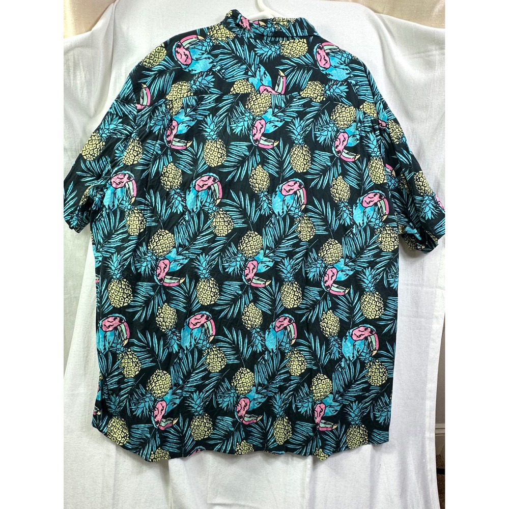 Foundry Shirt Men 4XL‎ XXXXL Tall Green leaf Yellow Pineapple Hawaiian Beach - Picture 3 of 10